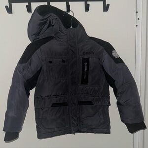 DKNY Kids Charcoal and Black Puffer Jacket